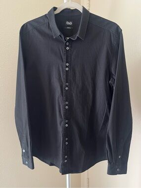 Vintage D&G Dolce & Gabbana Slim Fit Dual-Button Textured Dress Shirt Size 48